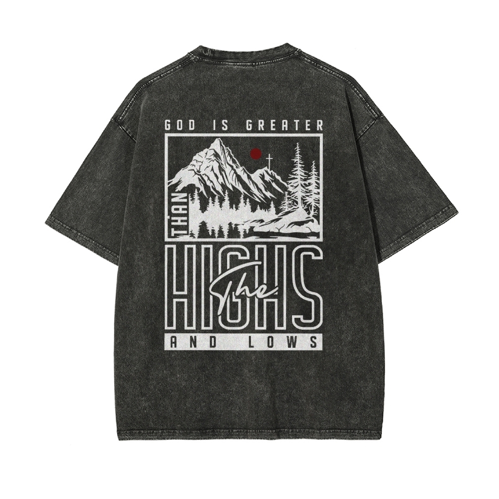 God Is Greater Men's Casual Washed Cotton T-shirt