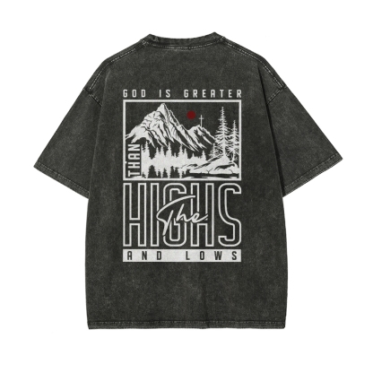 God Is Greater Men's Casual Washed Cotton T-shirt