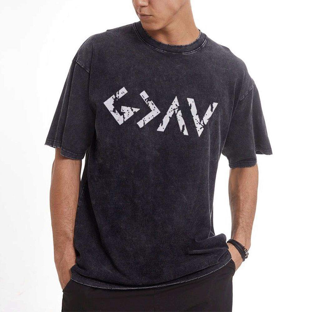 God Is Greater Men's Casual Washed Cotton T-shirt
