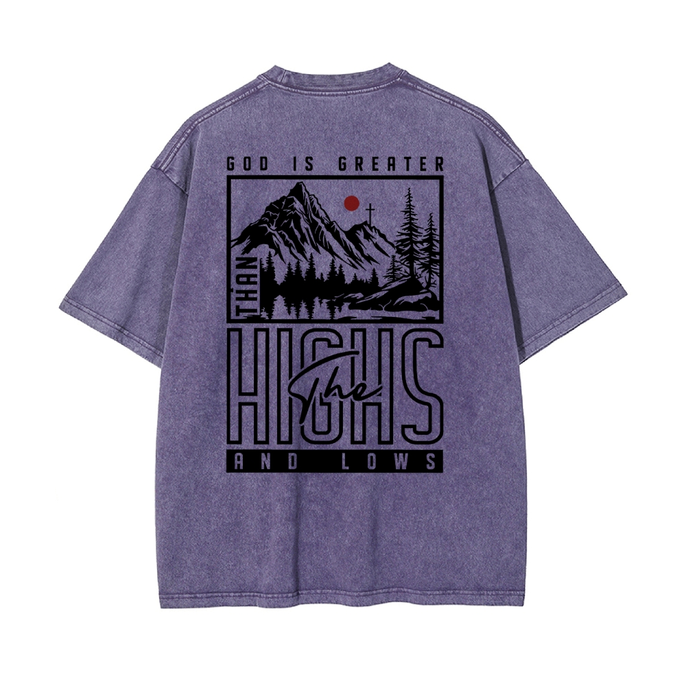 God Is Greater Men's Casual Washed Cotton T-shirt