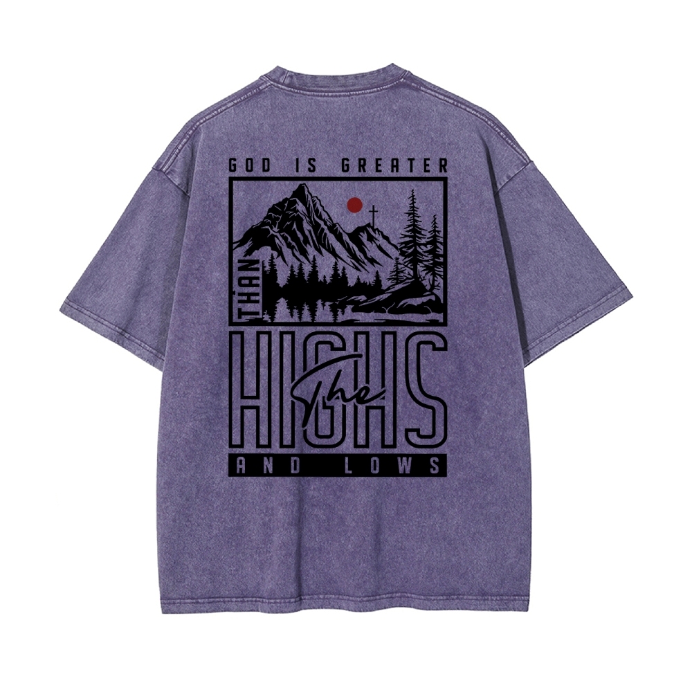 God Is Greater Men's Casual Washed Cotton T-shirt