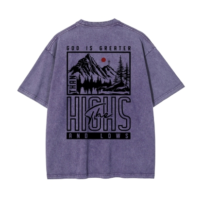 God Is Greater Men's Casual Washed Cotton T-shirt