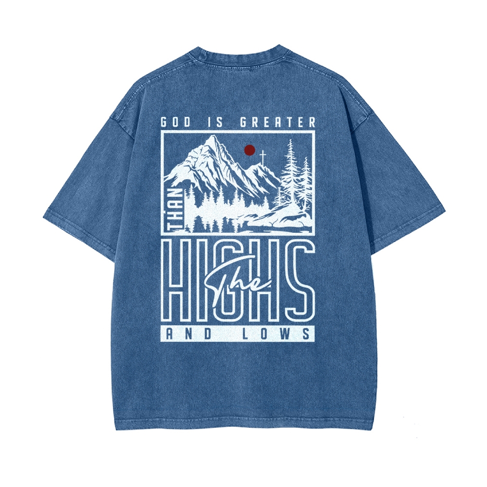 God Is Greater Men's Casual Washed Cotton T-shirt