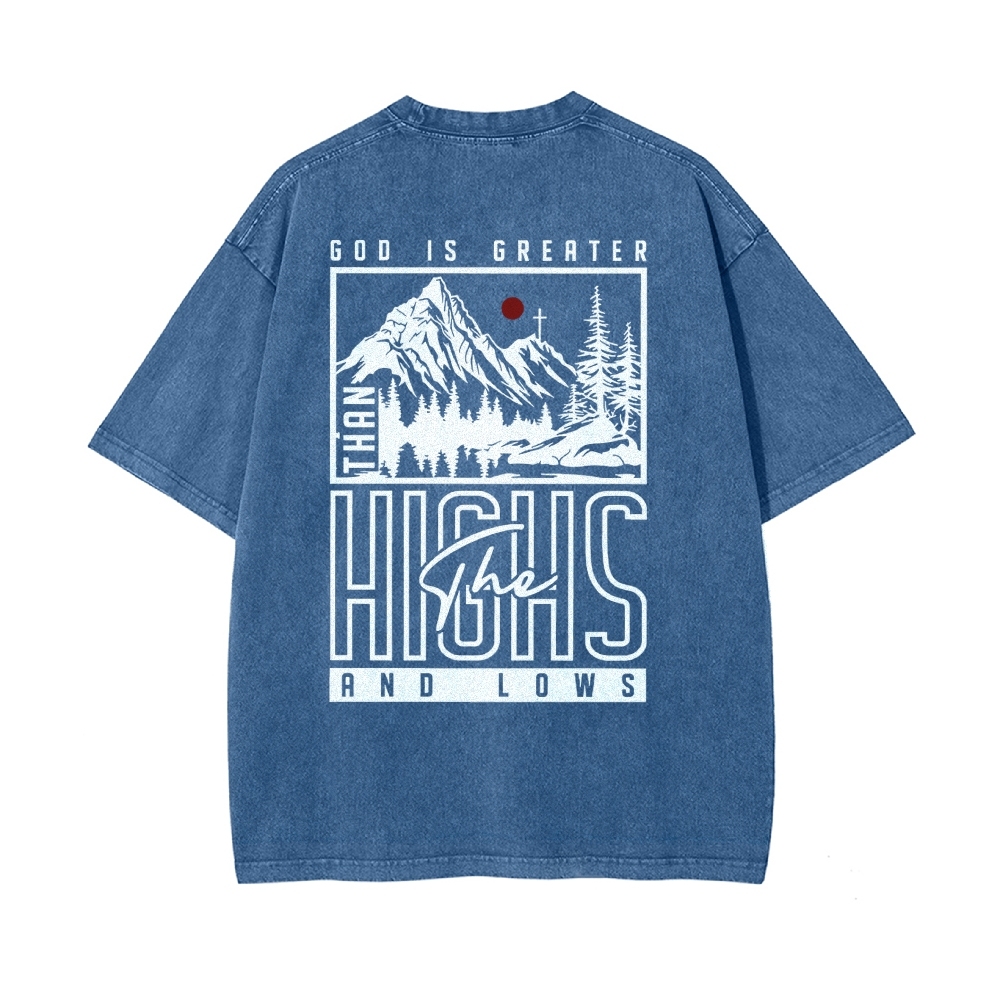 God Is Greater Men's Casual Washed Cotton T-shirt