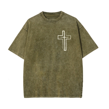 Seek First The Kingdom Of God Christian Men's Casual Washed Cotton T-shirt