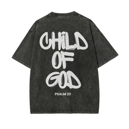 Child Of God Christian Men's Casual Washed Cotton T-shirt