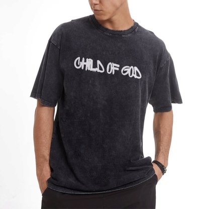 Child Of God Christian Men's Casual Washed Cotton T-shirt