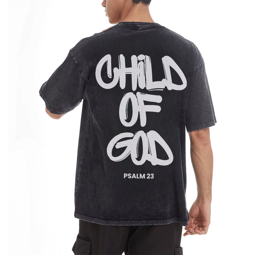 Child Of God Christian Men's Casual Washed Cotton T-shirt
