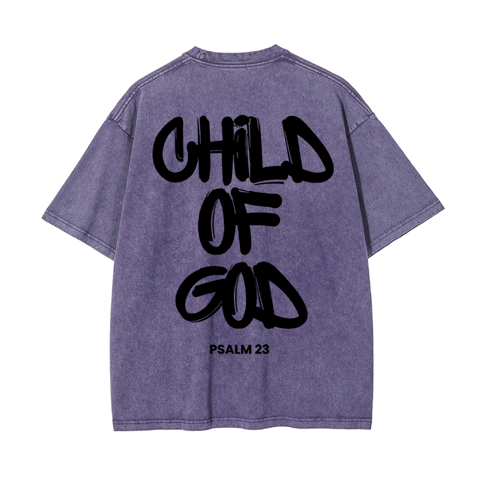Child Of God Christian Men's Casual Washed Cotton T-shirt