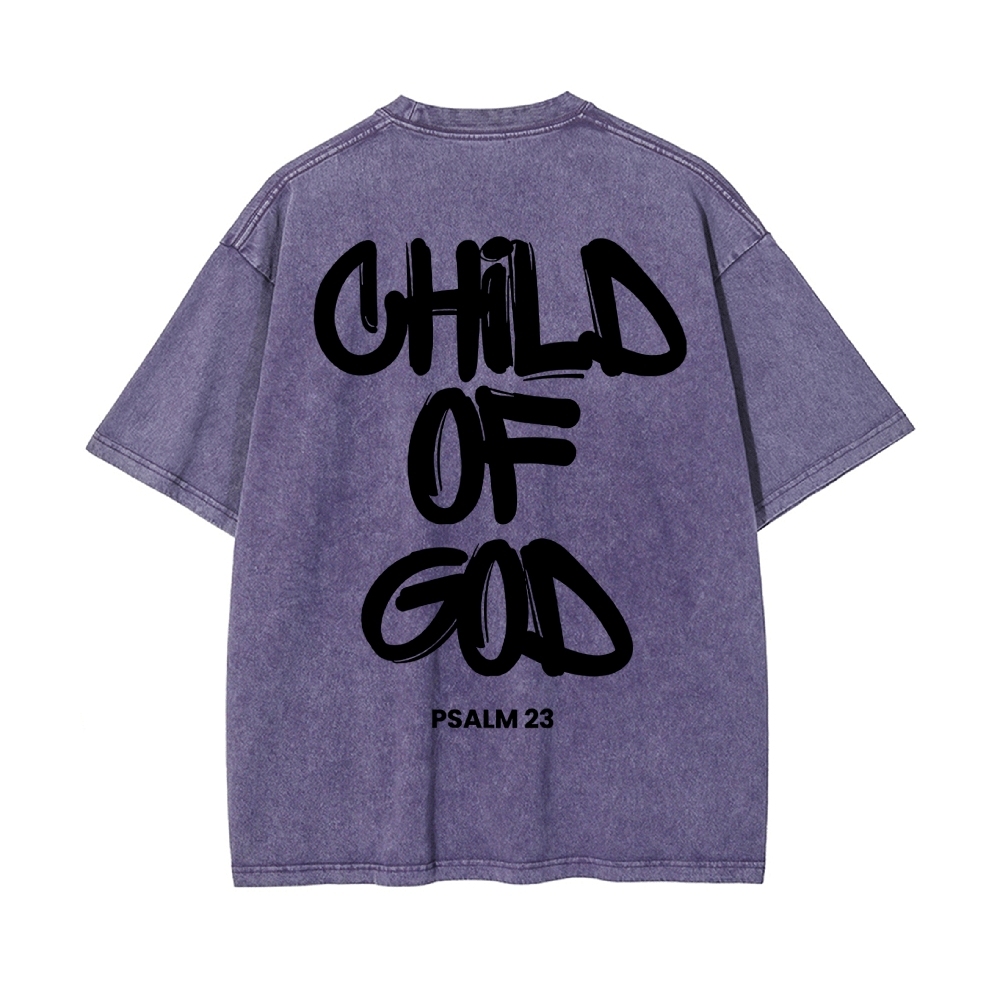 Child Of God Christian Men's Casual Washed Cotton T-shirt
