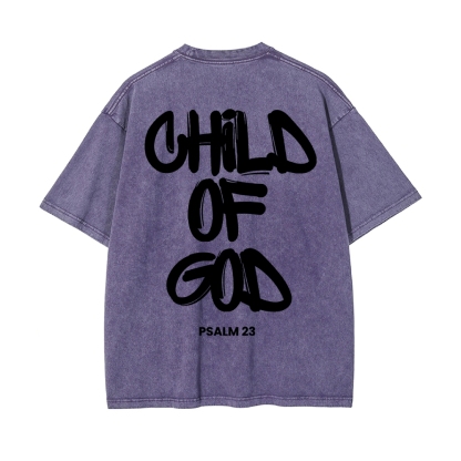 Child Of God Christian Men's Casual Washed Cotton T-shirt