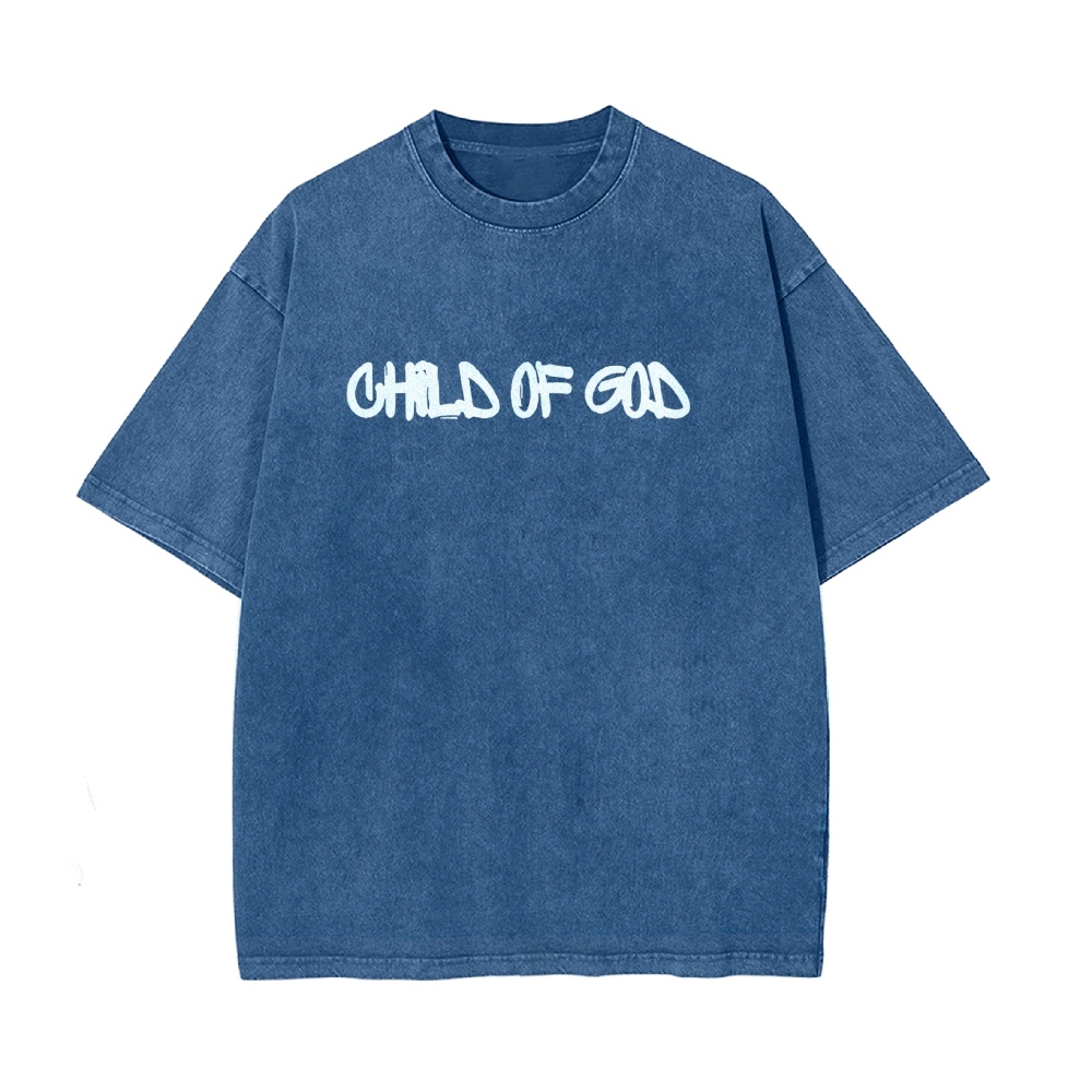 Child Of God Christian Men's Casual Washed Cotton T-shirt