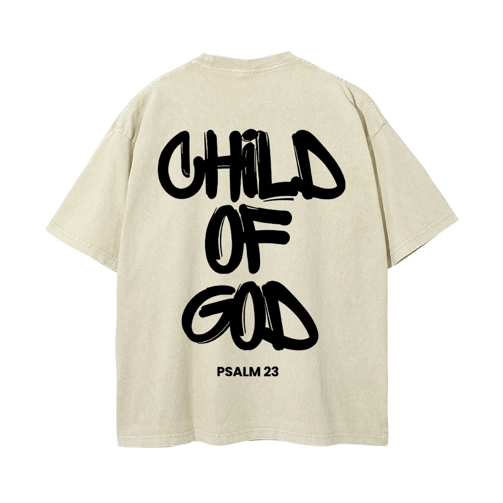 Child Of God Christian Men's Casual Washed Cotton T-shirt