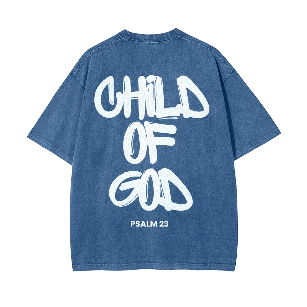 Child Of God Christian Men's Casual Washed Cotton T-shirt