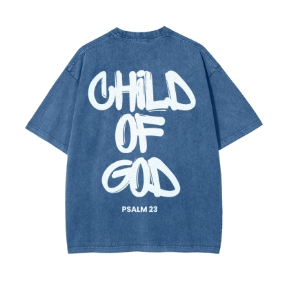 Child Of God Christian Men's Casual Washed Cotton T-shirt