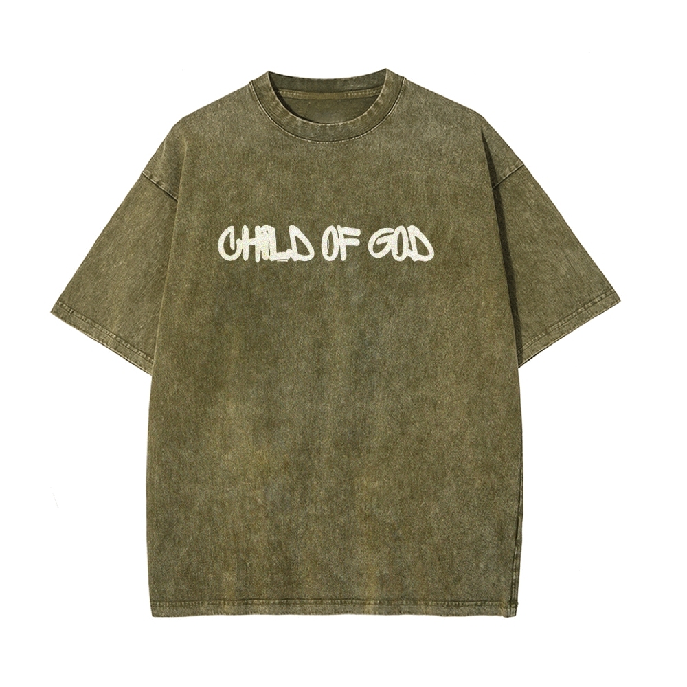 Child Of God Christian Men's Casual Washed Cotton T-shirt
