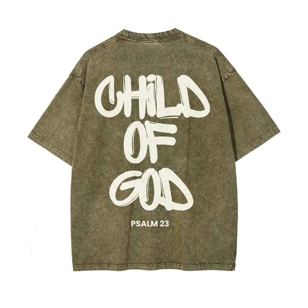 Child Of God Christian Men's Casual Washed Cotton T-shirt