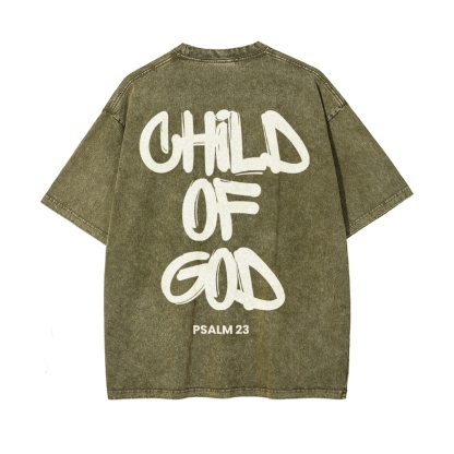 Child Of God Christian Men's Casual Washed Cotton T-shirt