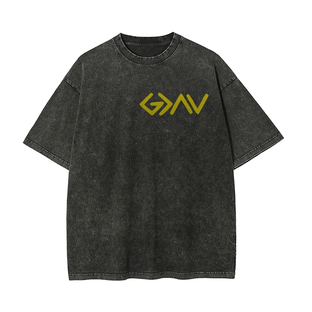 God Is Greater Than The Highs And Lows Christian Men's Casual Washed Cotton T-shirt