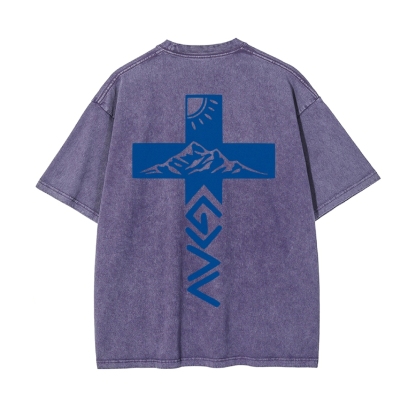 God Is Greater Than The Highs And Lows Christian Men's Casual Washed Cotton T-shirt