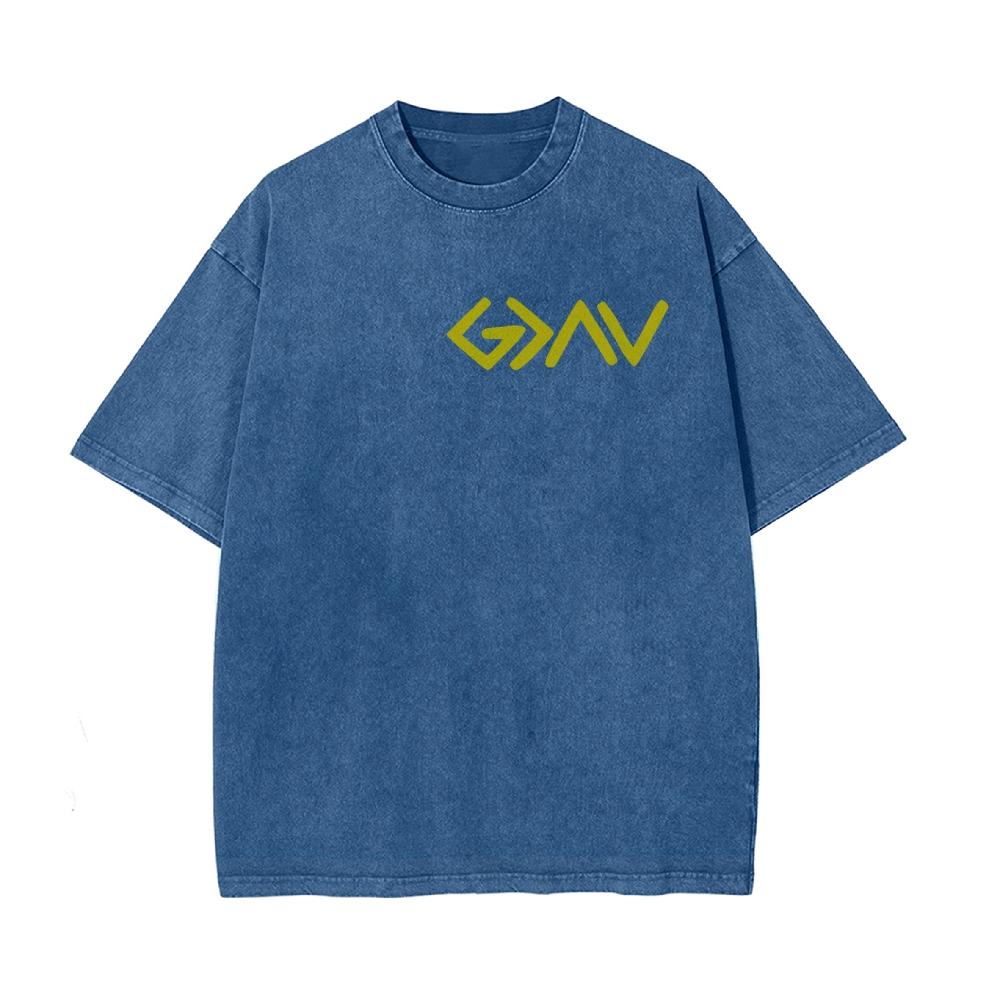 God Is Greater Than The Highs And Lows Christian Men's Casual Washed Cotton T-shirt