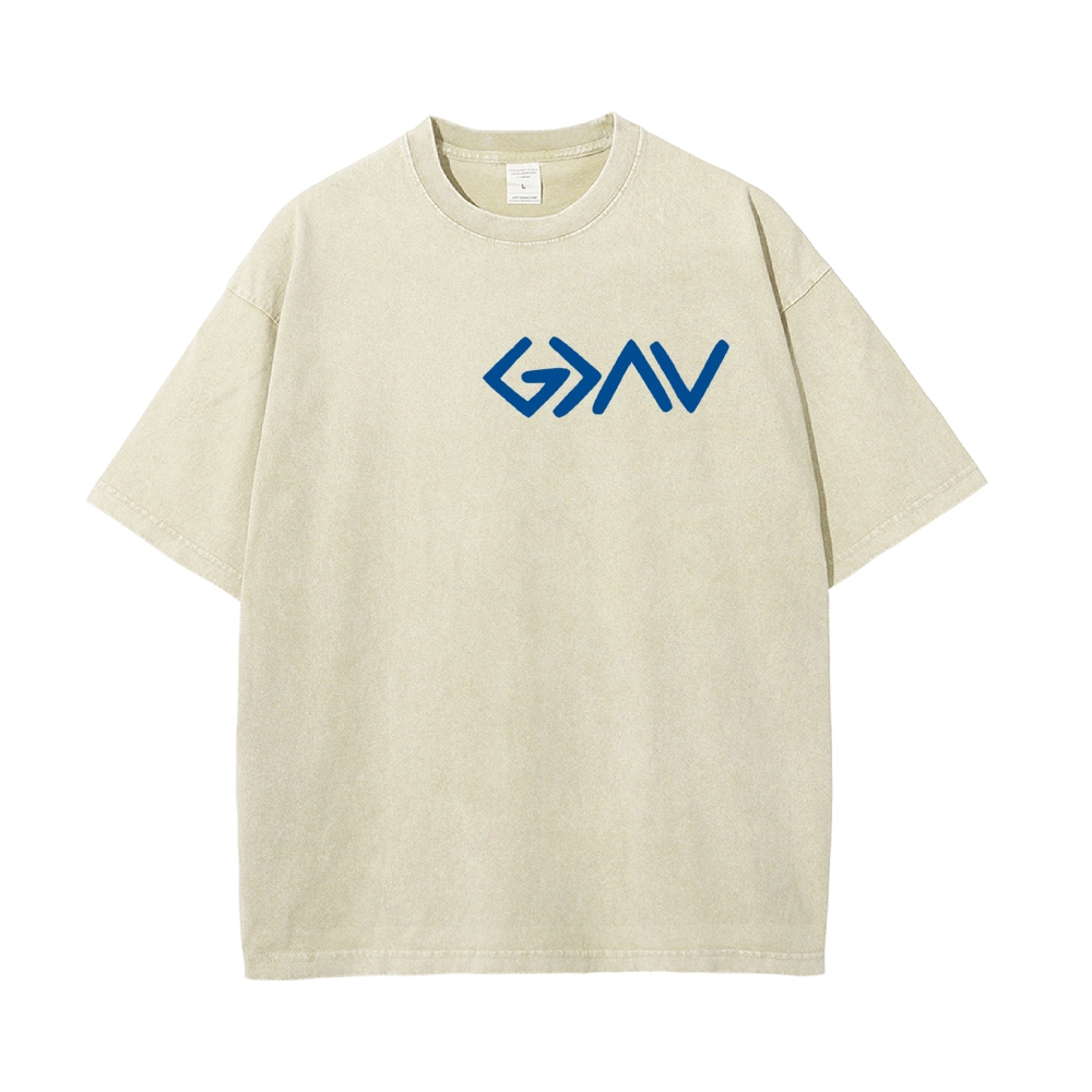 God Is Greater Than The Highs And Lows Christian Men's Casual Washed Cotton T-shirt