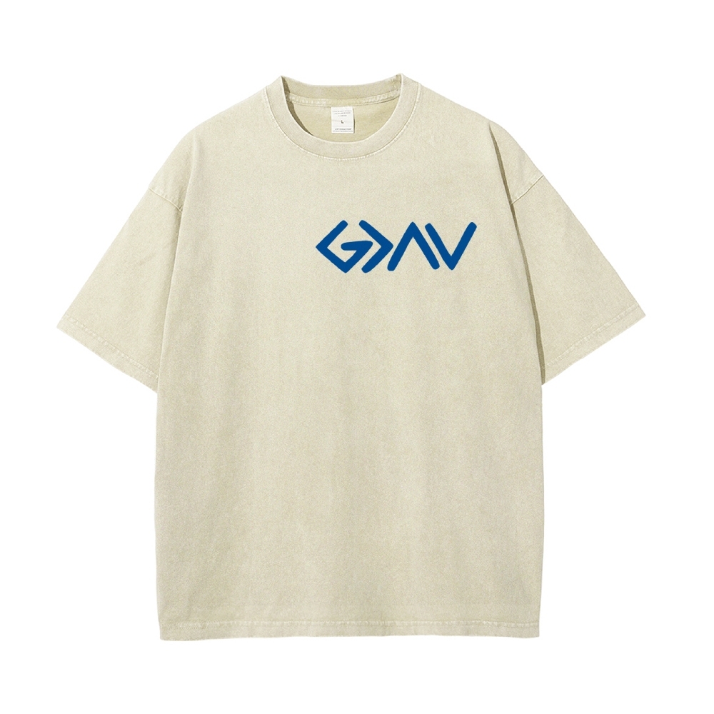 God Is Greater Than The Highs And Lows Christian Men's Casual Washed Cotton T-shirt