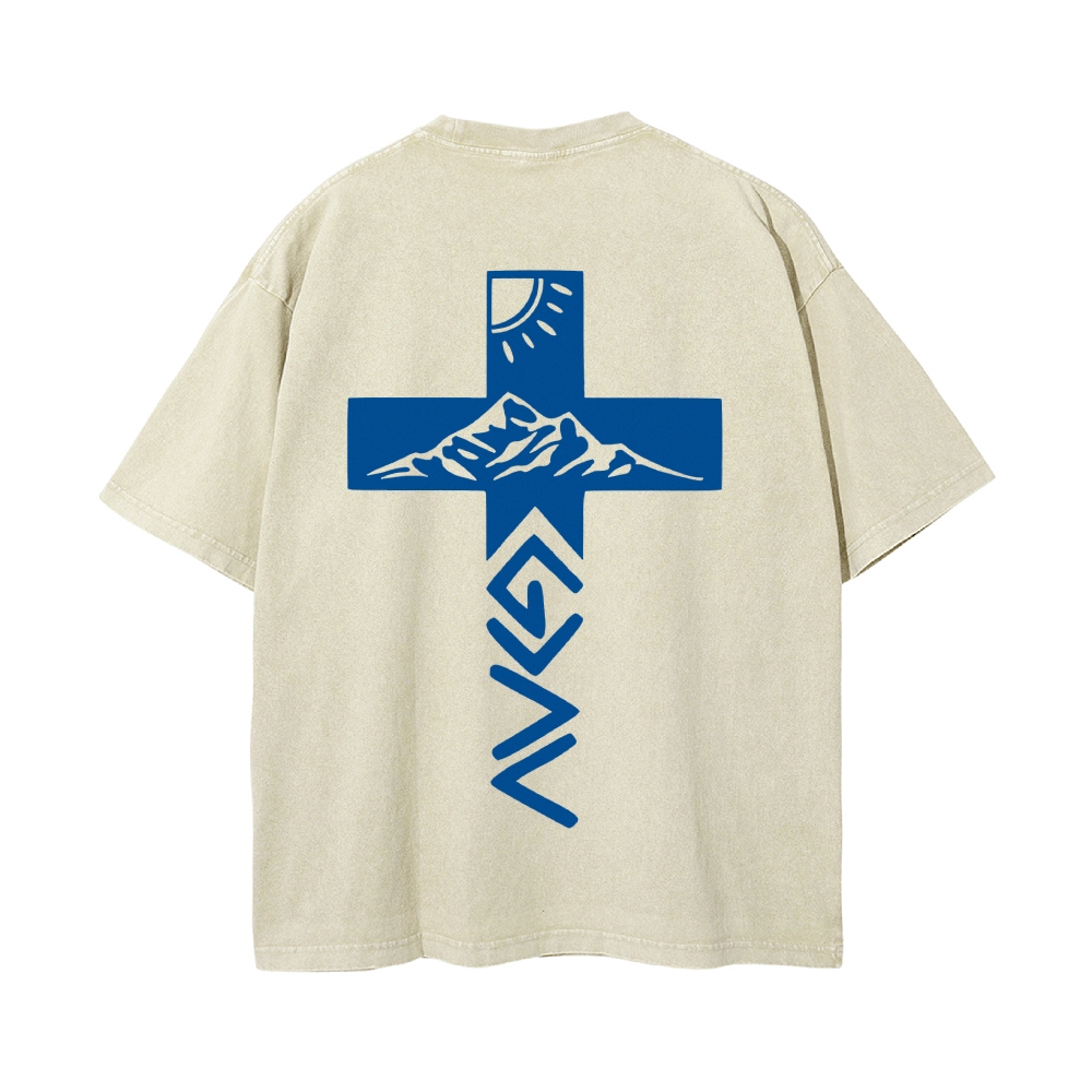 God Is Greater Than The Highs And Lows Christian Men's Casual Washed Cotton T-shirt