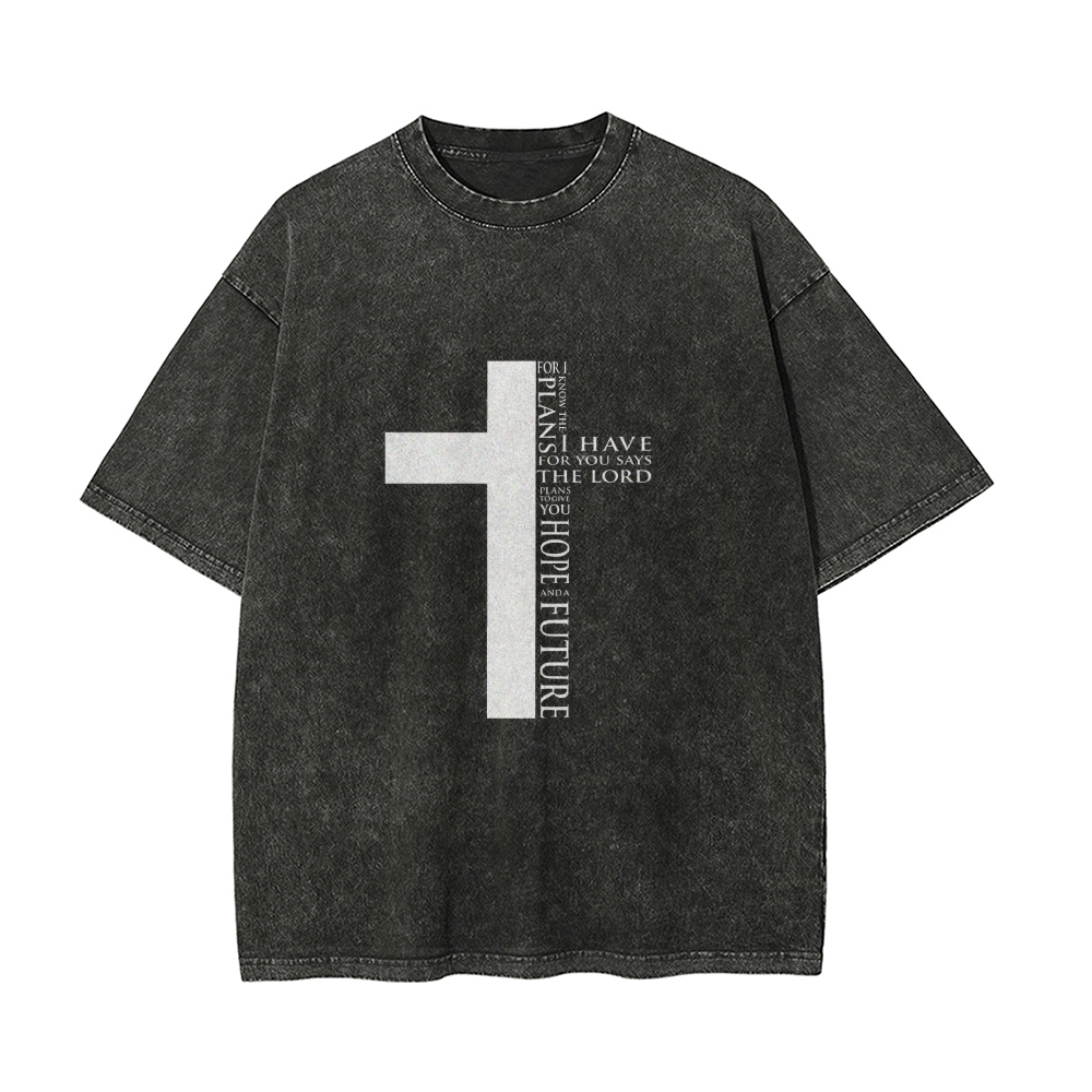For I Know the Plans I Have For You Says the Lord Men's Casual Washed Cotton T-shirt