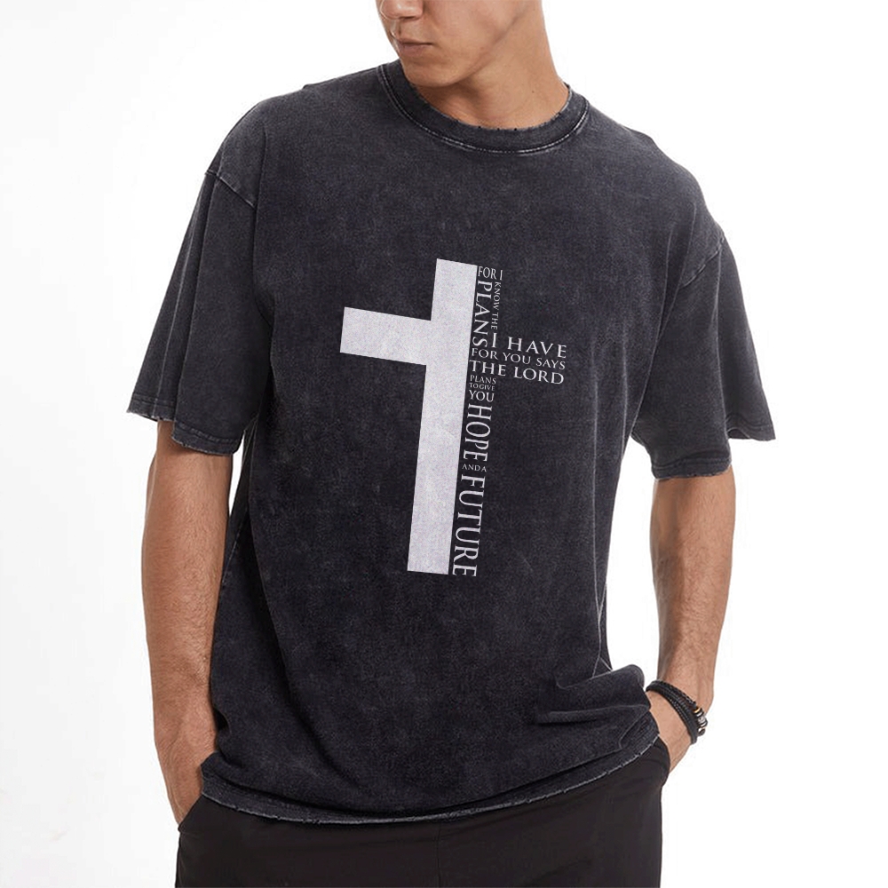 For I Know the Plans I Have For You Says the Lord Men's Casual Washed Cotton T-shirt