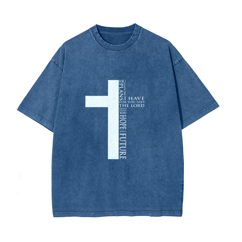 For I Know the Plans I Have For You Says the Lord Men's Casual Washed Cotton T-shirt
