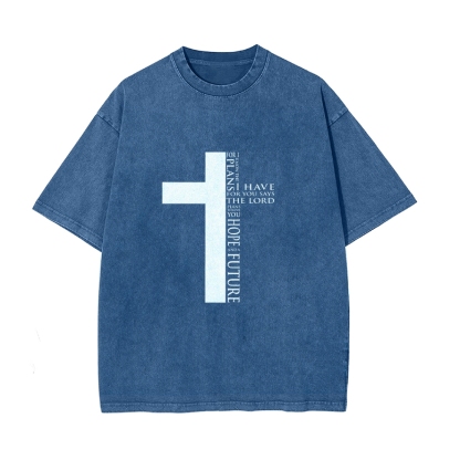 For I Know the Plans I Have For You Says the Lord Men's Casual Washed Cotton T-shirt