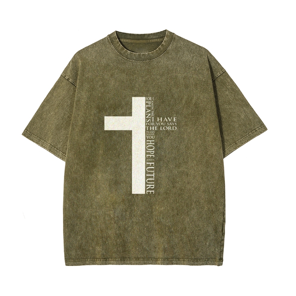 For I Know the Plans I Have For You Says the Lord Men's Casual Washed Cotton T-shirt