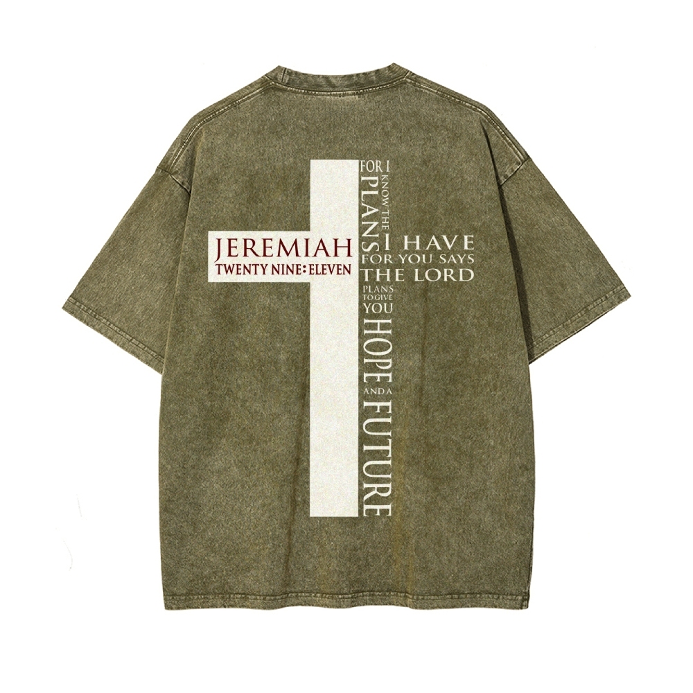 For I Know the Plans I Have For You Says the Lord Men's Casual Washed Cotton T-shirt