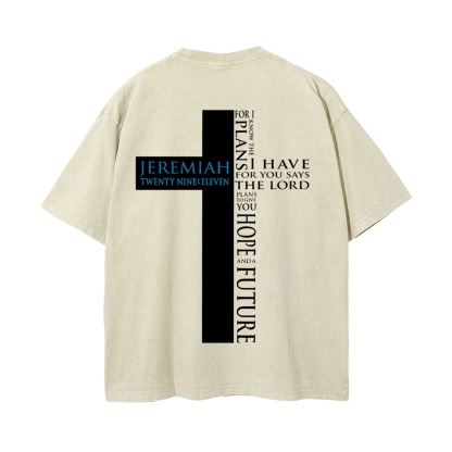 For I Know the Plans I Have For You Says the Lord Men's Casual Washed Cotton T-shirt