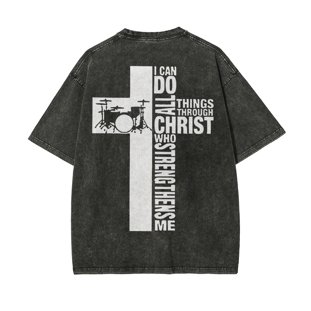 I Can Do All Things Through Christ Men's Casual Washed Cotton T-shirt