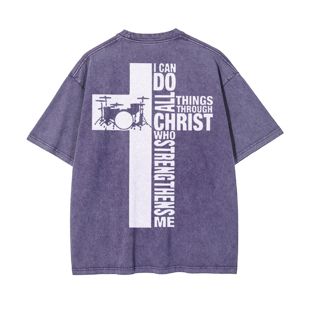 I Can Do All Things Through Christ Men's Casual Washed Cotton T-shirt