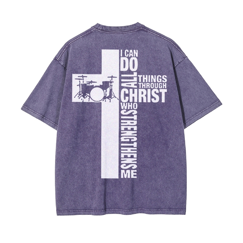 I Can Do All Things Through Christ Men's Casual Washed Cotton T-shirt