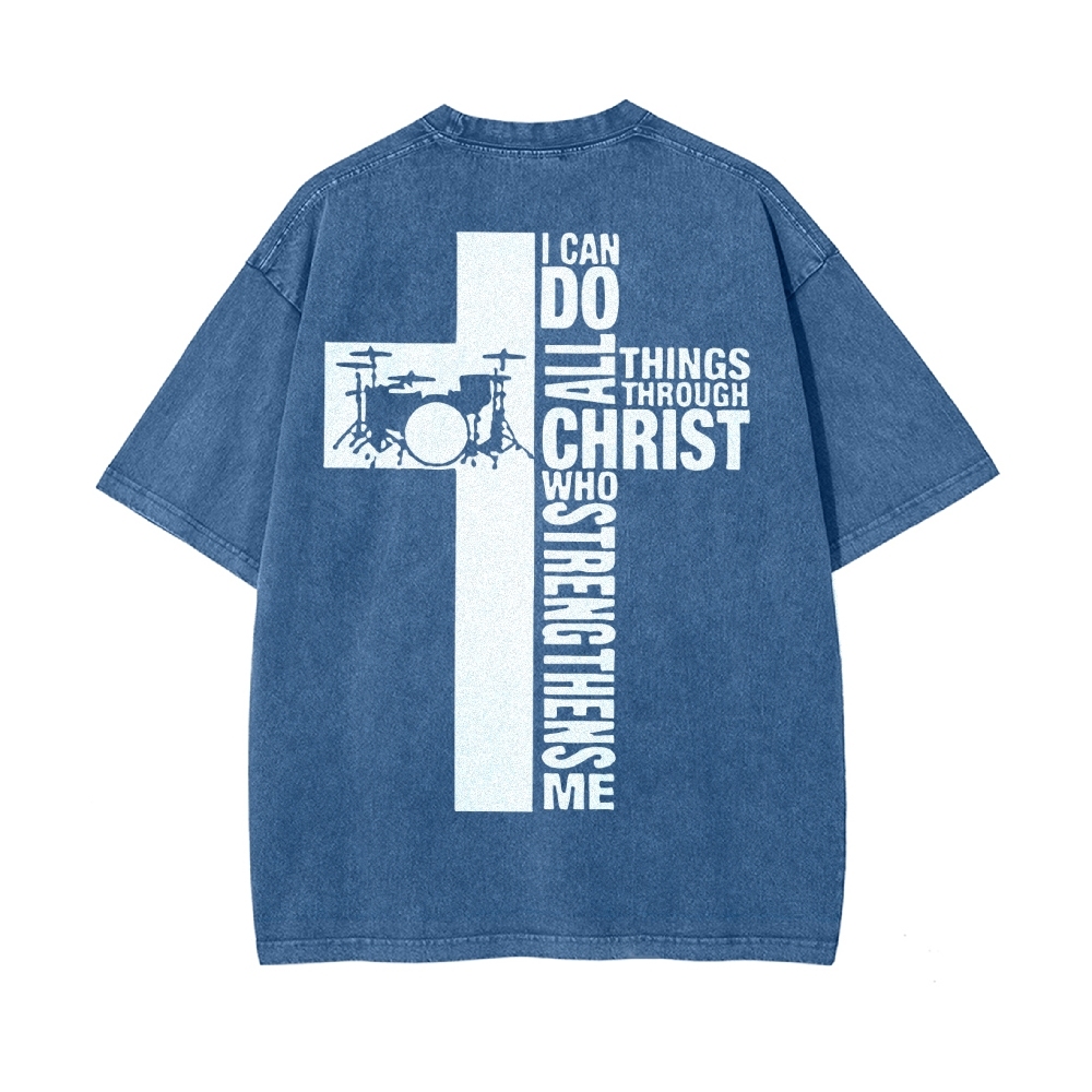 I Can Do All Things Through Christ Men's Casual Washed Cotton T-shirt