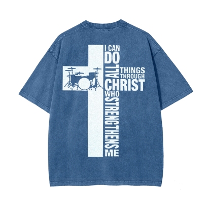 I Can Do All Things Through Christ Men's Casual Washed Cotton T-shirt