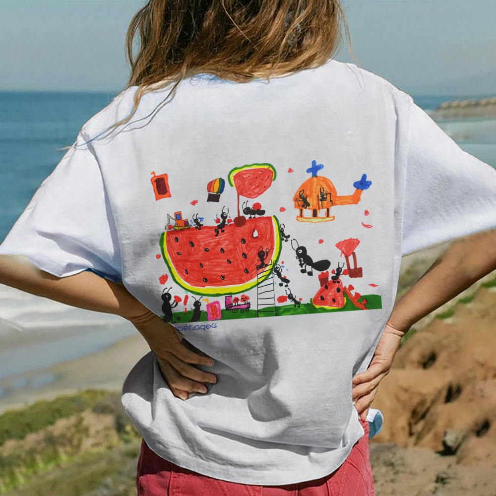 Ants And Watermelons Hand Painted Art from a Child's Mind T-shirt