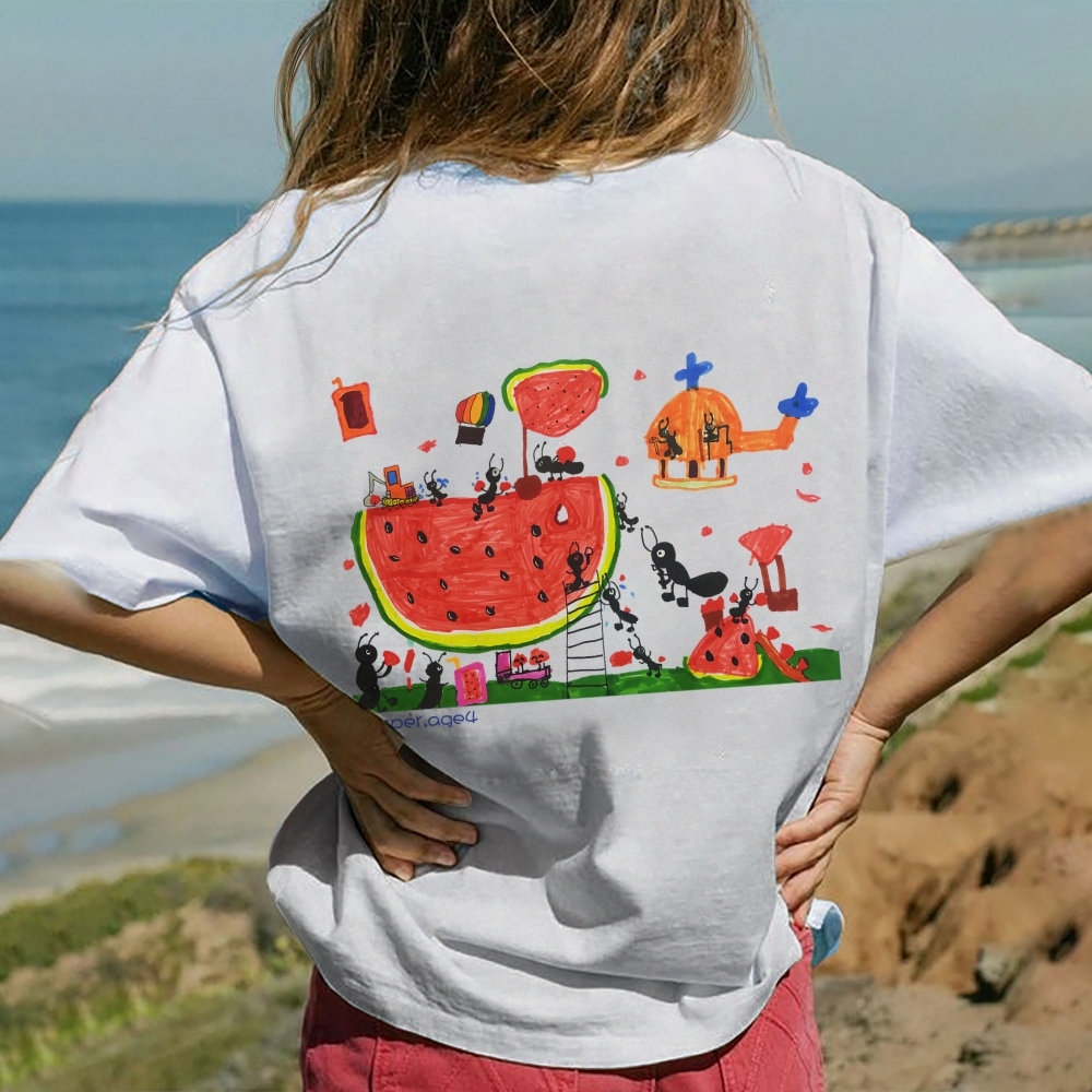 Ants And Watermelons Hand Painted Art from a Child's Mind T-shirt