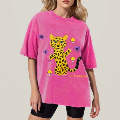 Leopard In The Jungle Yellow leopard Hand Painted Art from a Child's Mind T-shirt