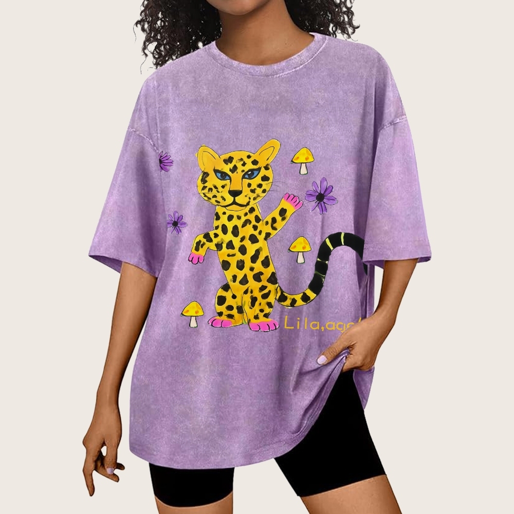 Leopard In The Jungle Yellow leopard Hand Painted Art from a Child's Mind T-shirt