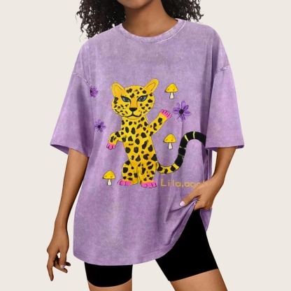 Leopard In The Jungle Yellow leopard Hand Painted Art from a Child's Mind T-shirt