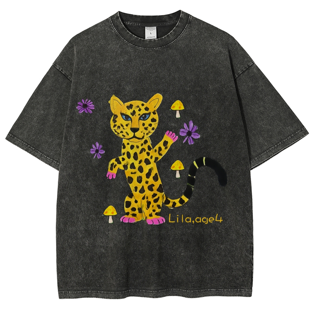 Leopard In The Jungle Yellow leopard Hand Painted Art from a Child's Mind T-shirt
