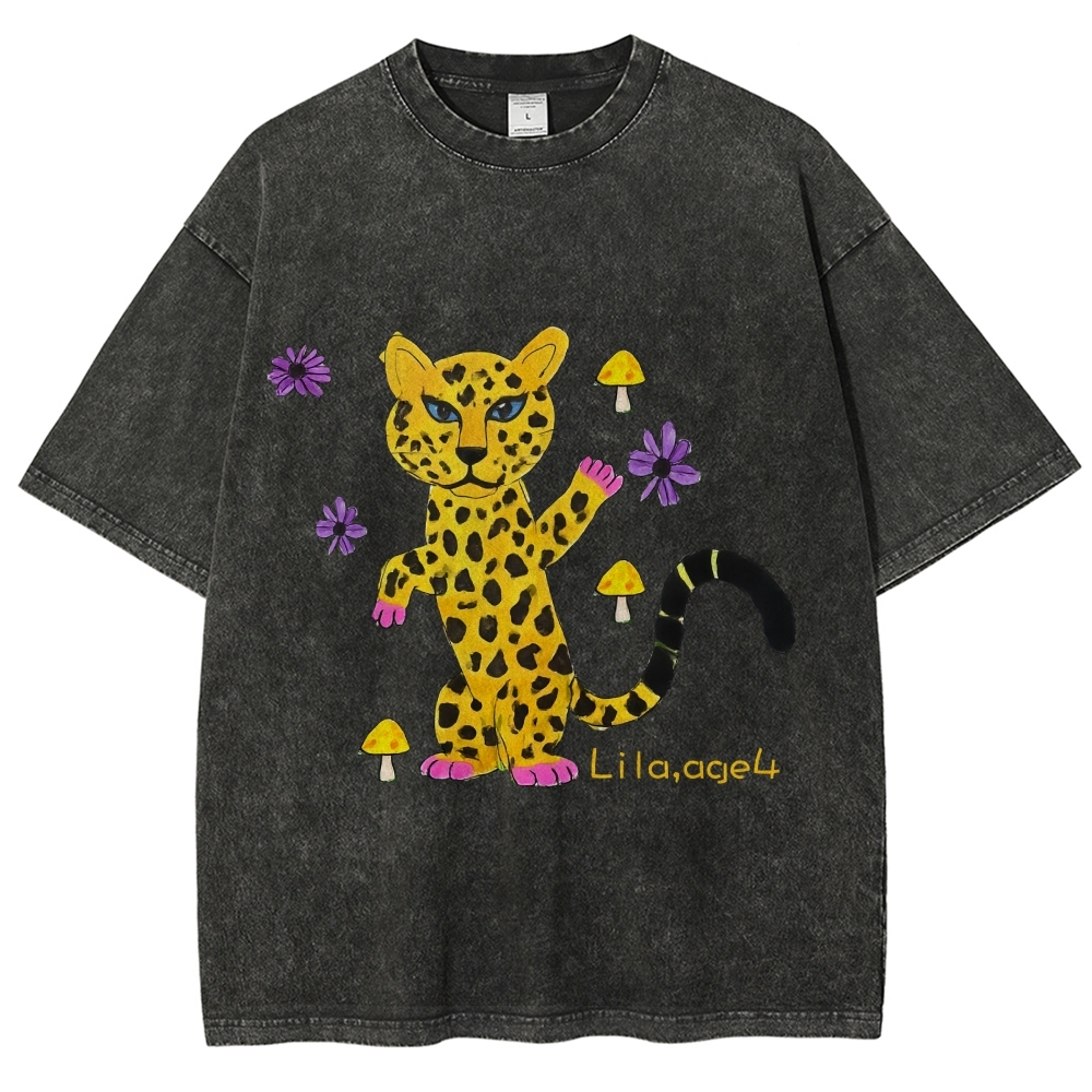 Leopard In The Jungle Yellow leopard Hand Painted Art from a Child's Mind T-shirt