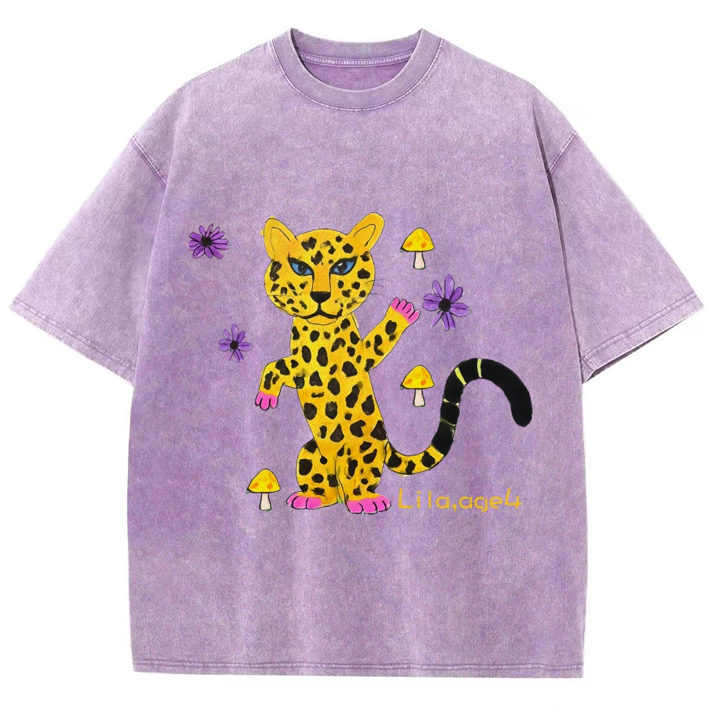 Leopard In The Jungle Yellow leopard Hand Painted Art from a Child's Mind T-shirt