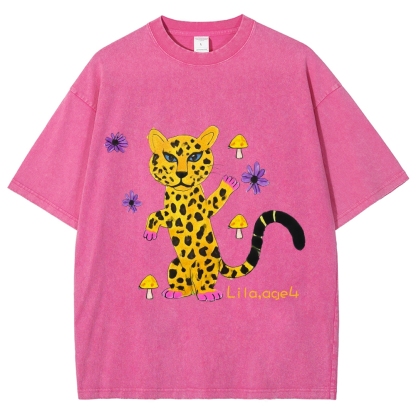 Leopard In The Jungle Yellow leopard Hand Painted Art from a Child's Mind T-shirt
