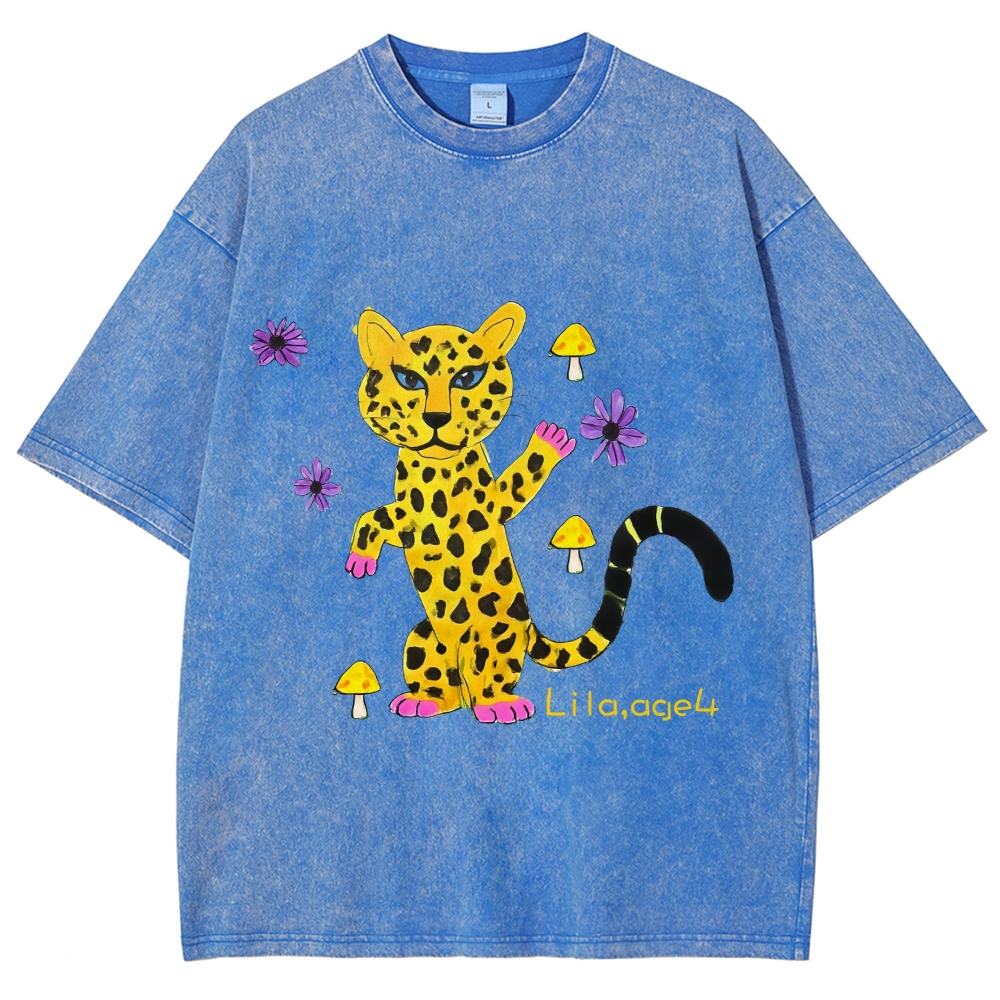 Leopard In The Jungle Yellow leopard Hand Painted Art from a Child's Mind T-shirt